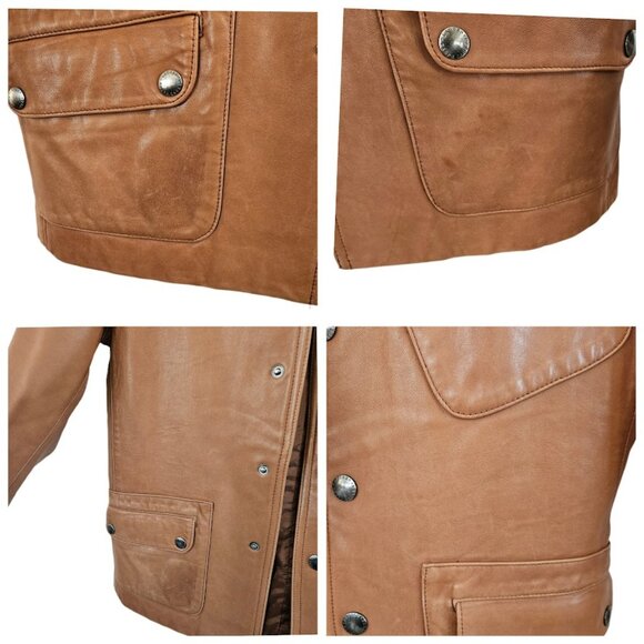 Vintage Lauren Ralph Lauren Leather Jacket Brown Tan S - Picture 8 of 14